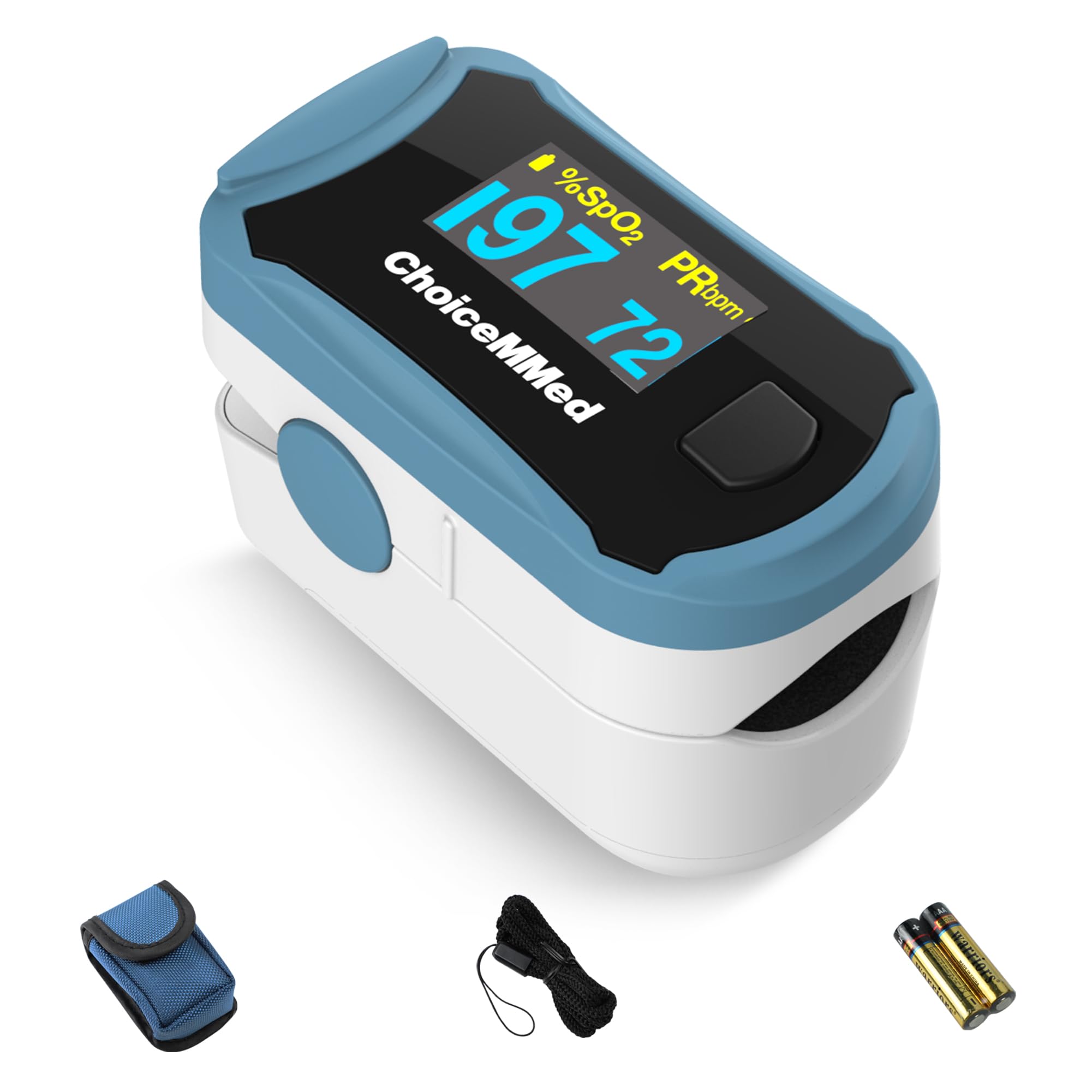 ChoiceMMed C29 Pulse Oximeter - Fingertip Pulse Oximeter Blood Oxygen Saturation Monitor - Large OLED Screen SPO2 Monitor with Lanyard and Carrying Case