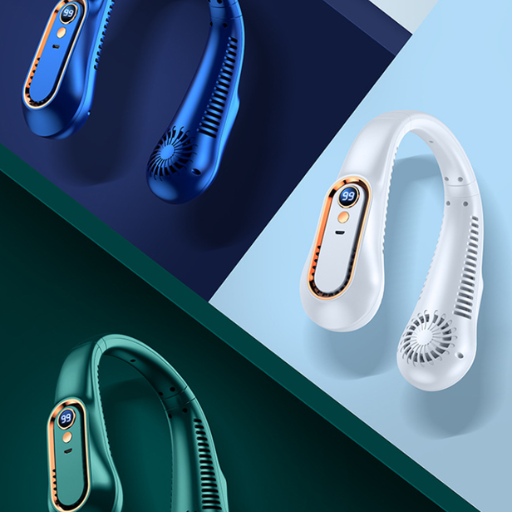 Portable Mini Neck Fan with Digital Display (One Piece)