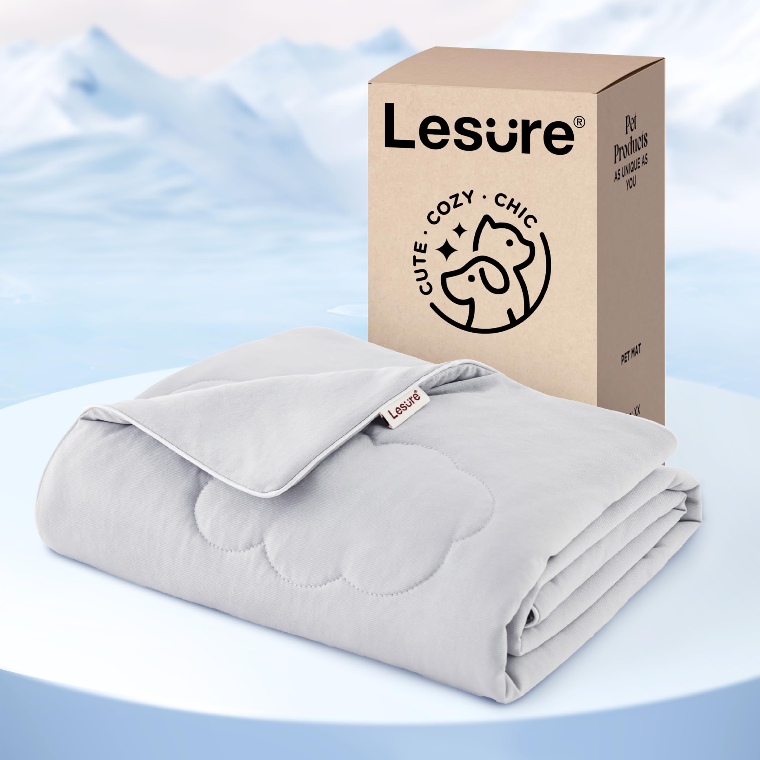 Lesure Premium Cooling Blankets for Large Dogs - Washable Dog Cooling Throw Blanket with Q-MAX>0.4,Durable Self Cooling Pet Mat for Cat Soft Cooling Summer Blanket for Hot Weather Grey 40x50