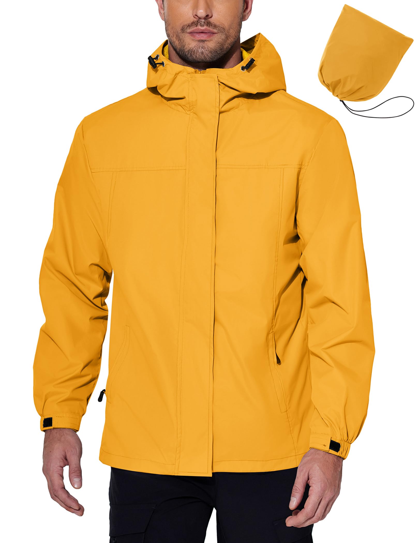 COOFANDY Mens Windbreaker Jackets Waterproof Mens Rain Jacket Lightweight Packable Rain Coat For Hiking Golf Running