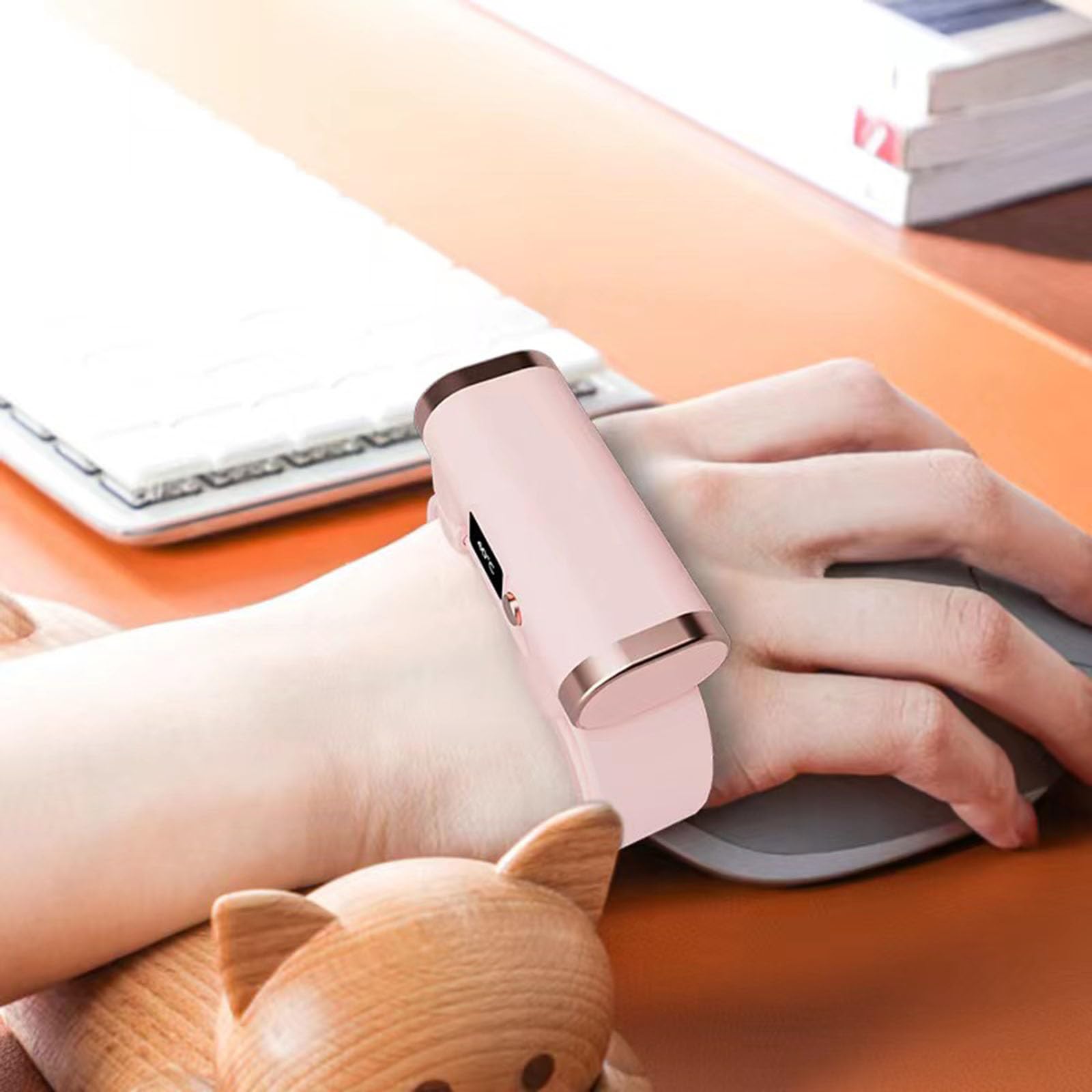 Neioaas Rechargeable Hand Warmer Bracelet - 2023 New Hand Warmer Portable Electric Pocket Warmer Winter Gift Smart Wrist Warmer 4-Level Temperature Control with Temperature Display (Pink)