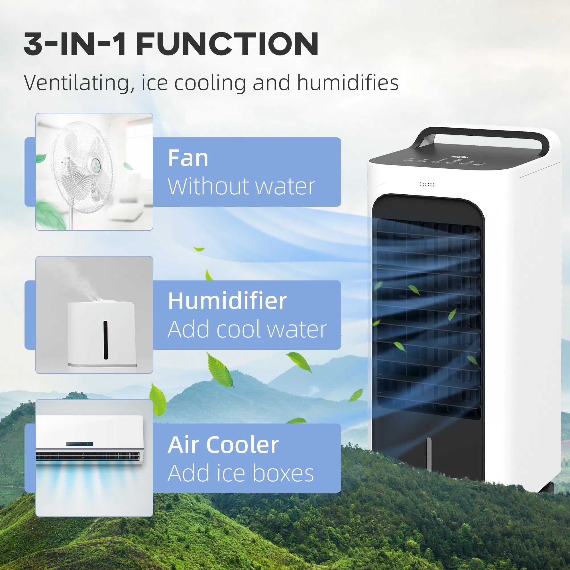 HOMCOM Evaporative Air Cooler With Ice Packs
