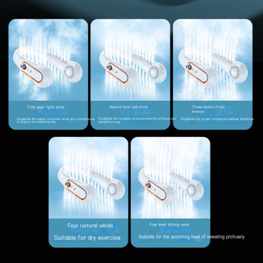 Portable Mini Neck Fan with Digital Display (One Piece)