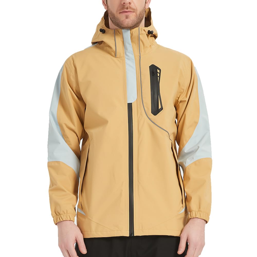 Arasiyama Mens Lightweight Waterproof Rain Jacket Windproof Raincoat with Hood Outdoor Ventures for Hiking Golf Travel