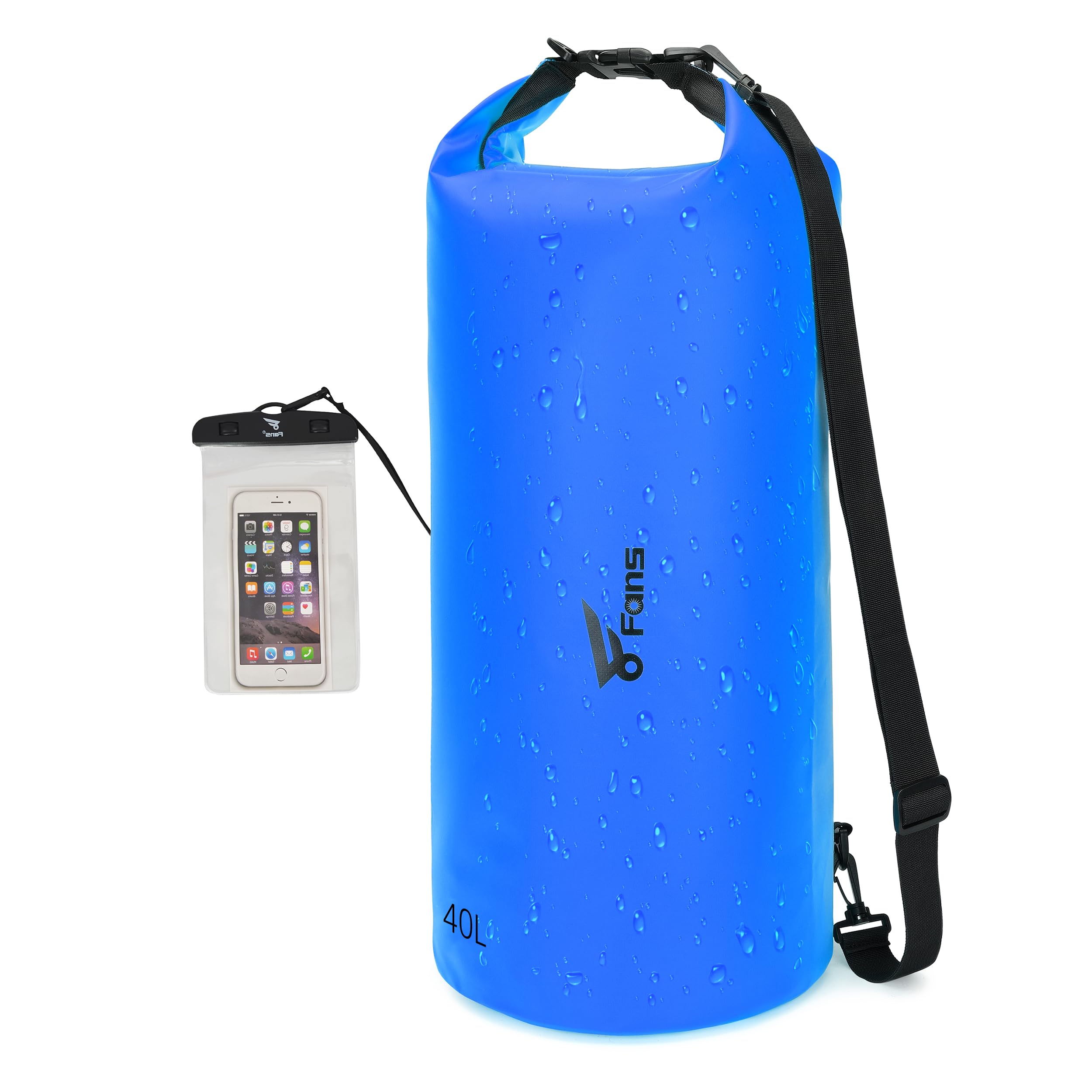 8 Fans Dry Bag Backpack Waterproof40L Roll Top Bag with Phone Case Perfect for FloatingTravelSwimmingBoatingKayakingCampingand Beach Activities(No Valves Blue)
