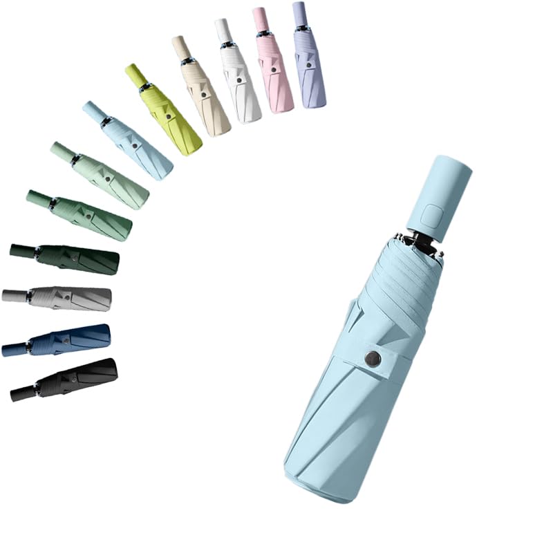 Travel Folding Umbrella Automatic Open/Close Handle Coating Layer Fabric Blocking/Portable Golf/Car Compact Umbrella/Lightweight Small Backpack/Rain Sun Anti UPF 50 UV Protection 99.9% /Men Women Kids