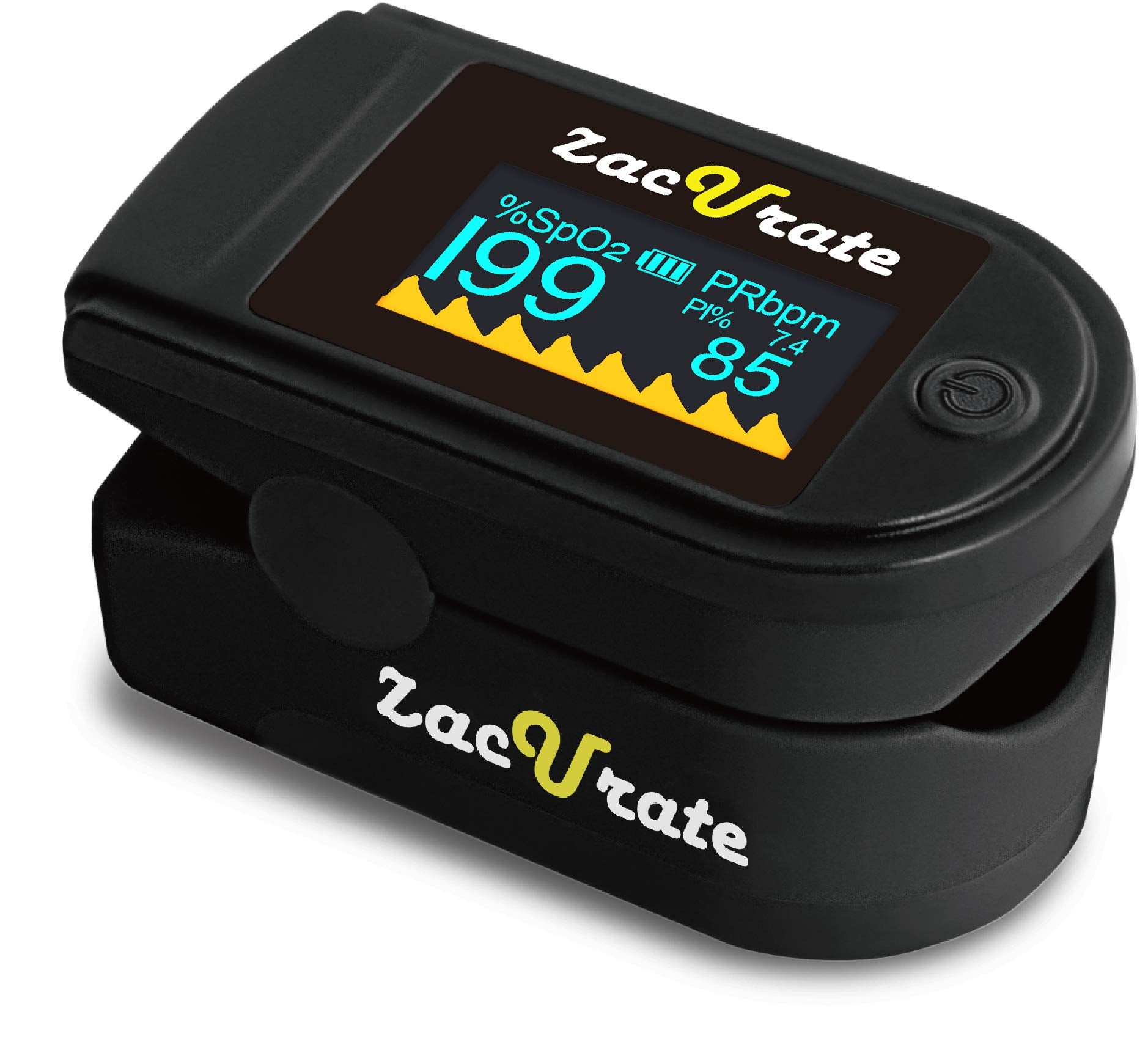 Zacurate 500C Elite Fingertip Pulse Oximeter Blood Oxygen Saturation Monitor OLED with Silicon Cover Batteries and Lanyard (Mystic Black)