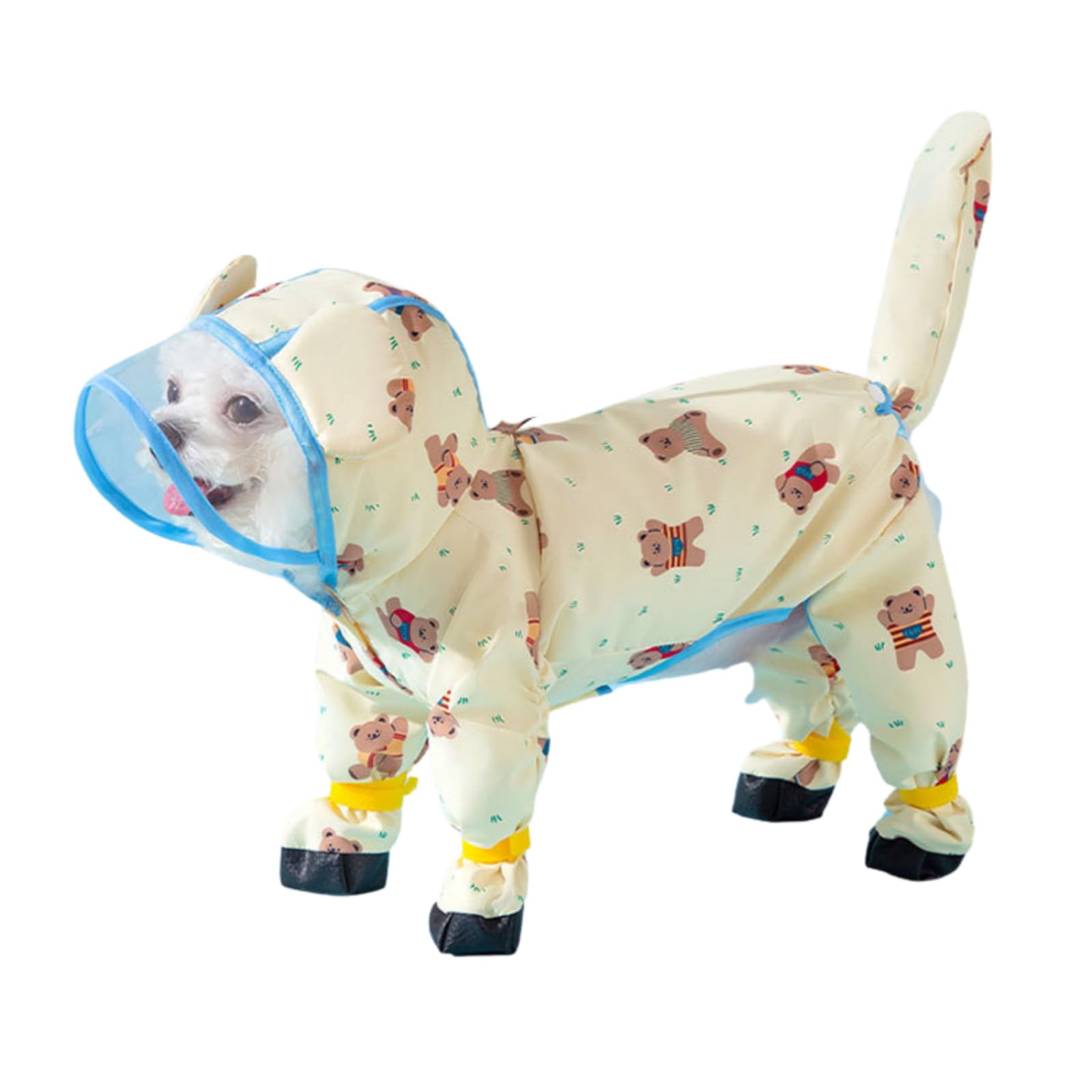 Harikaji Small Dog Raincoat Tail Protect Feet Cover Waterproof Dog Rain Jacket Dog Rain Coat for Puppy Small Dogs (Yellow BeaarL)