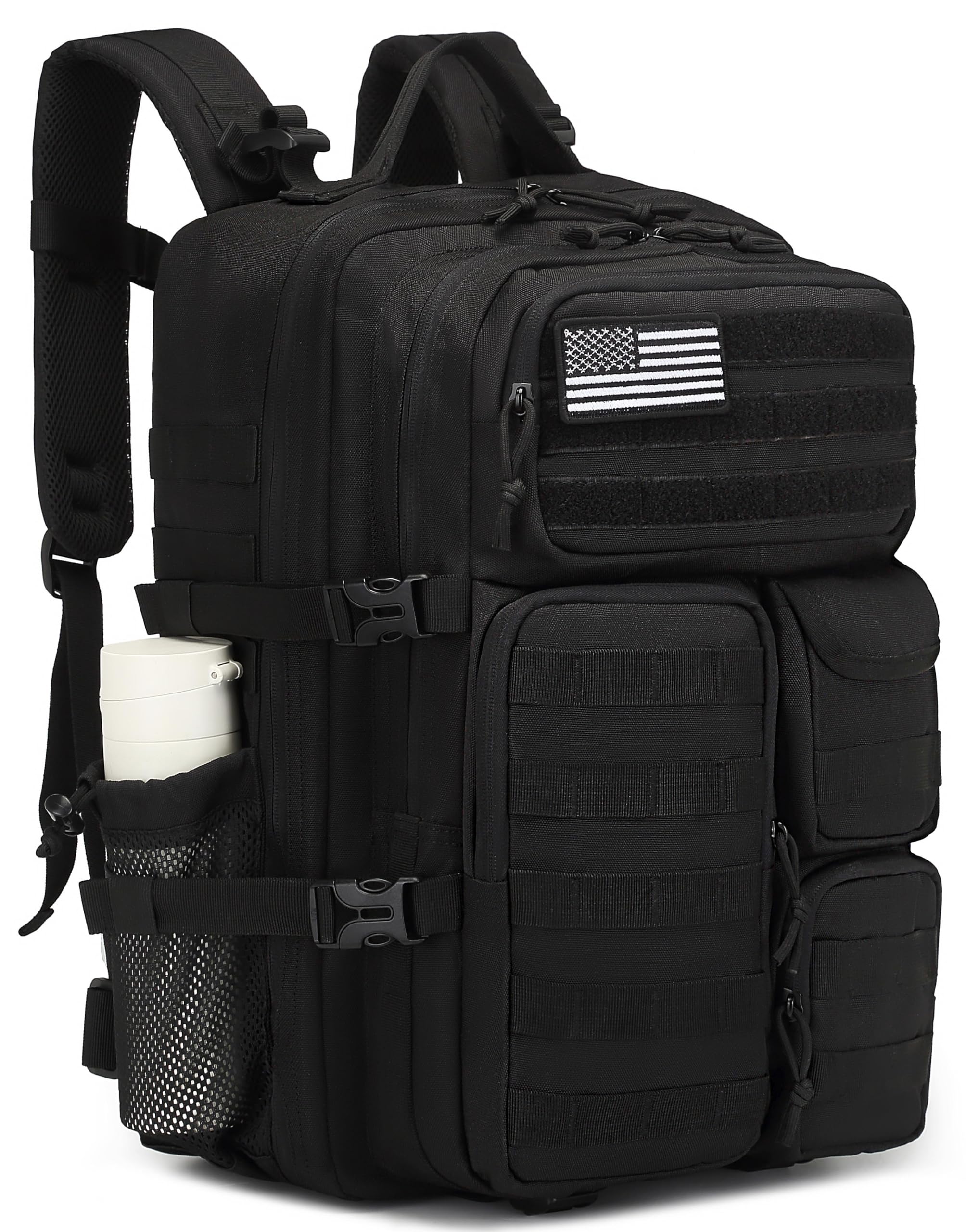 Wotony 45L Tactical Backpack for Men-Military Waterproof Backpack with Multiple Pockets and Tactical Gear for Outdoor Adventures (BLACK 19.5 inch-900D)